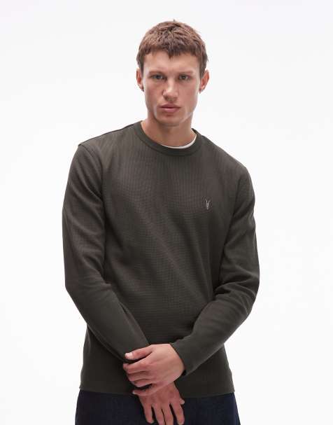 AllSaints - Ellis - T-shirt met ronde hals en lange mouwen in kaki - view 1