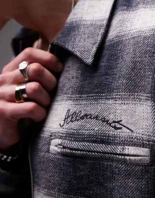 Allsaints Ellis Checked Embroidered Zip Up Jacket In Multi