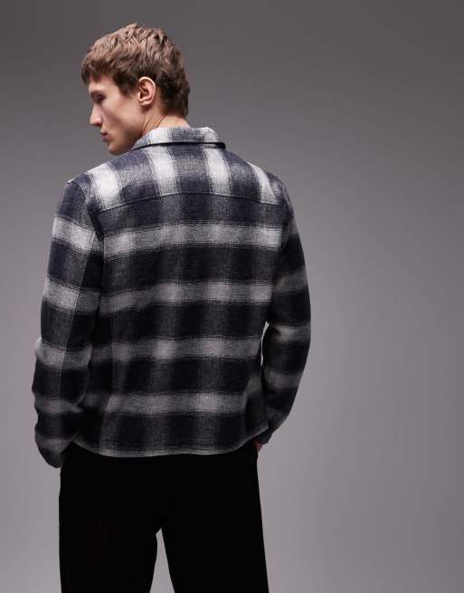 AllSaints Ellis zip through check jacket in back white, 4 of 4
