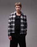 [AllSaints] AllSaints Ellis zip through check jacket in black white-Multi XL Black/ecru white