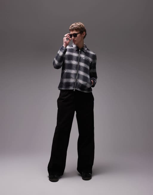AllSaints Ellis zip through check jacket in black white, 3 of 4