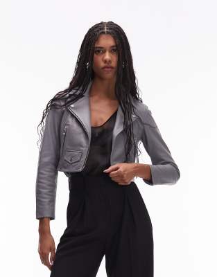 Allsaints Elora Biker Jacket In Gray