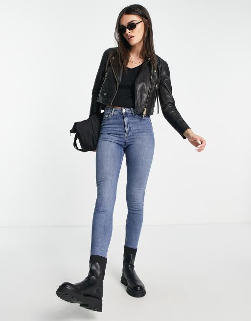 AllSaints Elora leather biker jacket in black, 4 of 4