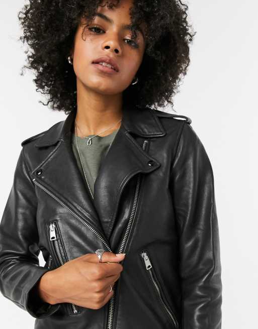 AllSaints Elva leather biker jacket in black