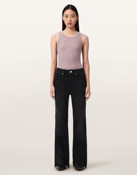 AllSaints – Ember – Schlagjeans in verwaschenem Schwarz - view 1