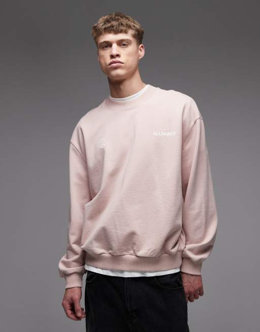 AllSaints – Emblem – Sweatshirt in Rosa mit Logo, Rundhalsausschnitt und Rückenprint, 3 von 5