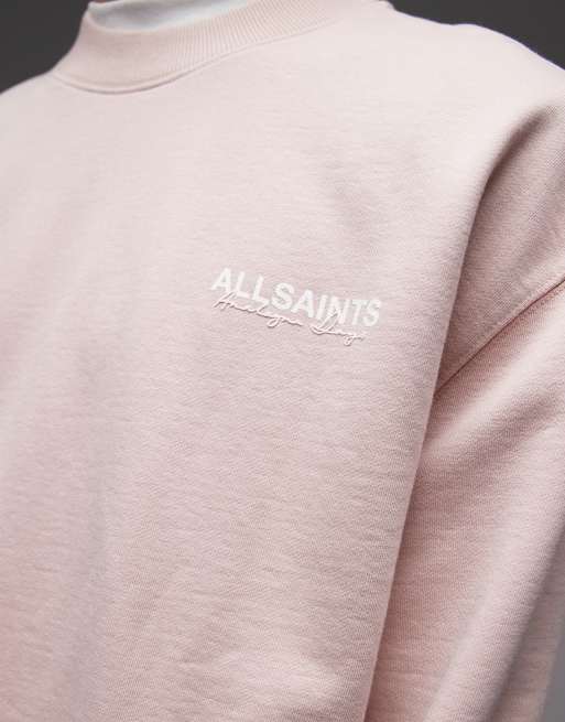 AllSaints – Emblem – Sweatshirt in Rosa mit Logo, Rundhalsausschnitt und Rückenprint, 5 von 5