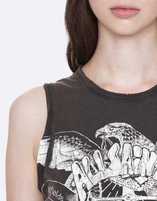 AllSaints Emblems camiseta de tirantes Jenny en negro lavado, 3 de 7
