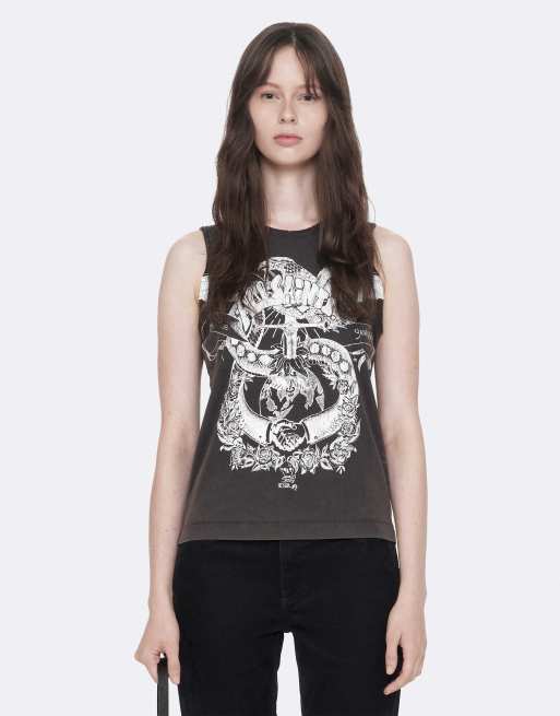 AllSaints Emblems camiseta de tirantes Jenny en negro lavado, 5 de 7
