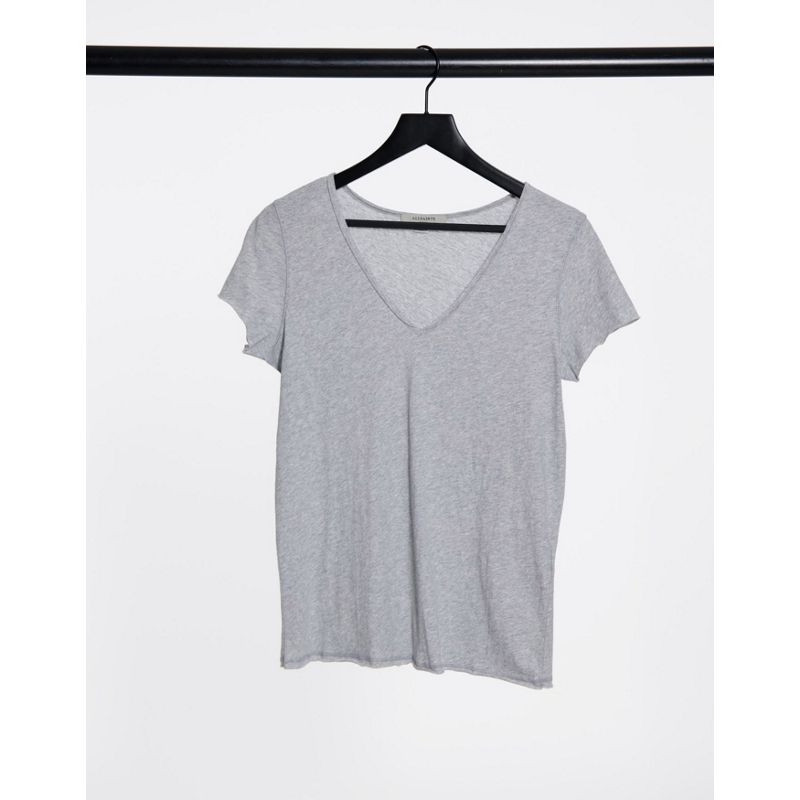 Designer em2mD AllSaints - Emelyn - T-shirt con scollo a V in tessuto Tonic grigio