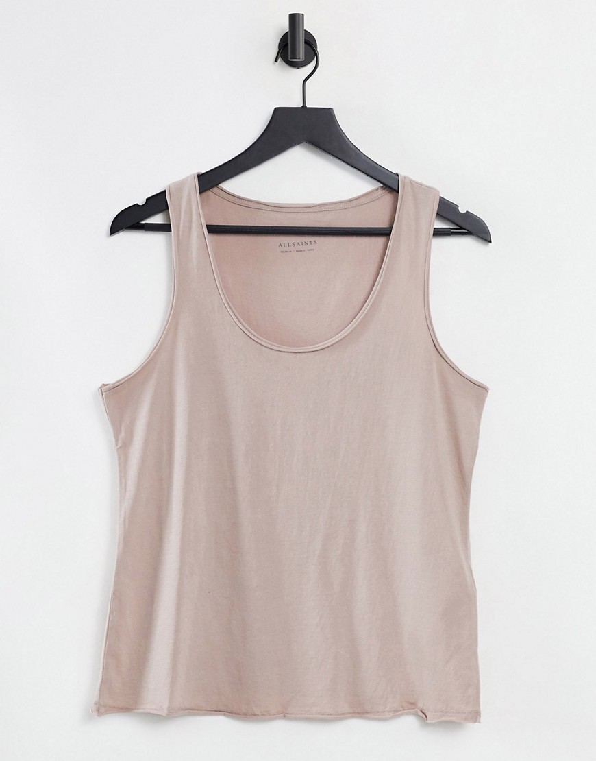 AllSaints Emelyn tonic scoop neck tank top in taupe-Black