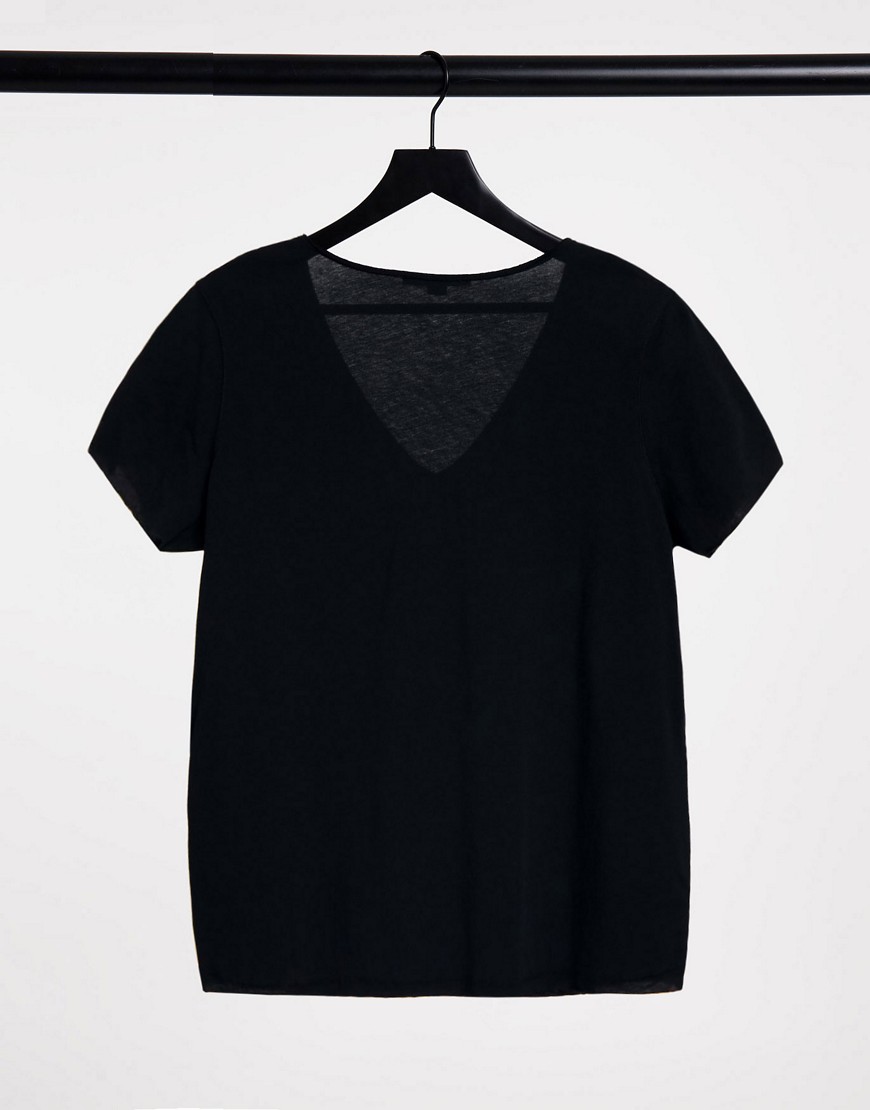 AllSaints - Emelyn Tonic - T-shirt à col en V - Noir