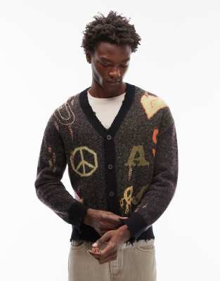 AllSaints Allsaints Emotive knitted cardigan in black