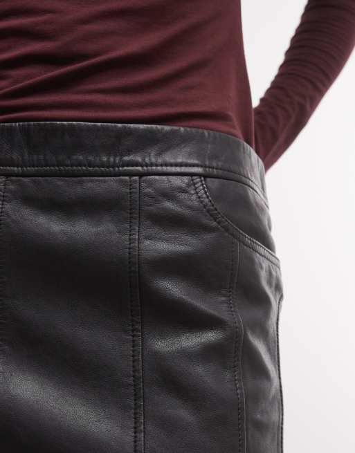 AllSaints Endry mini-jupe en cuir à zip au dos noire, 4 de 5