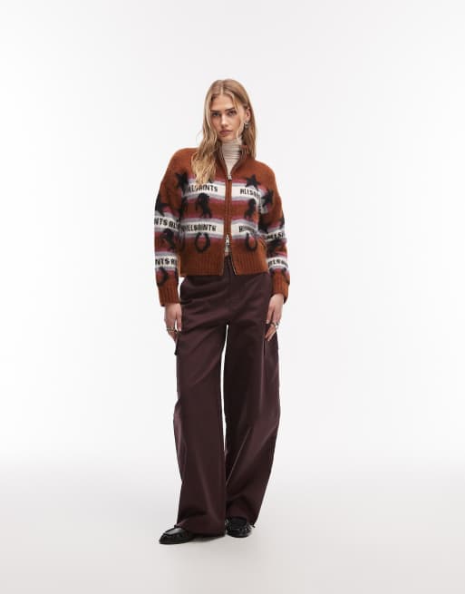 AllSaints – Epona – Brązowy kardigan zapinany na zamek, 2 z 4