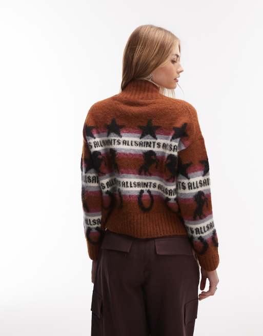 AllSaints – Epona – Brązowy kardigan zapinany na zamek, 3 z 4