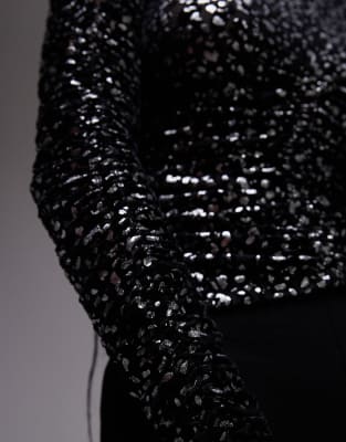 allsaints eris long sleeve top in leopard
