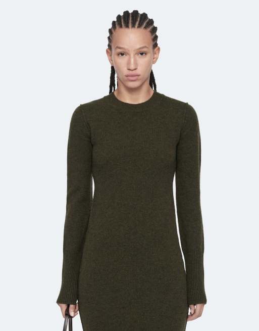 AllSaints Erith Kleid in tiefem Khaki-Grün, 4 von 6