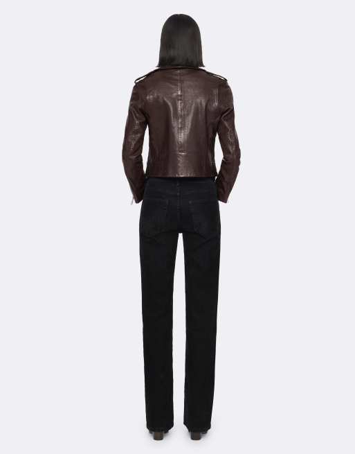 AllSaints Errie Bikerjacke in Bordeauxrot, 4 von 7