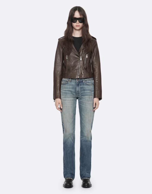 AllSaints Errie Bikerjacke in Olivbraun, 2 von 7