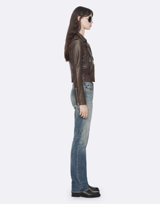 AllSaints - Errie - Blouson style motard - Marron olive, 3 de 7