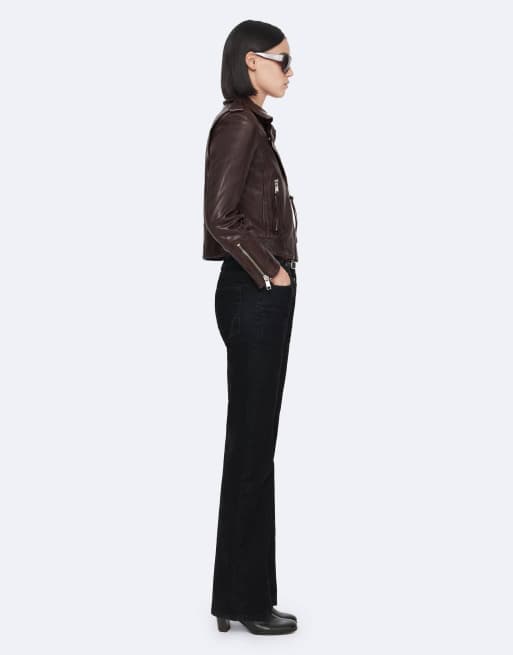 AllSaints Errie blouson style motard rouge bordeaux, 3 de 7