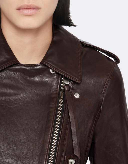 AllSaints Errie blouson style motard rouge bordeaux, 6 de 7
