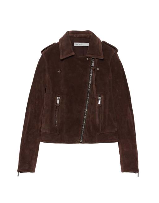 AllSaints Errie cazadora biker de ante marrón cacao, 7 de 7