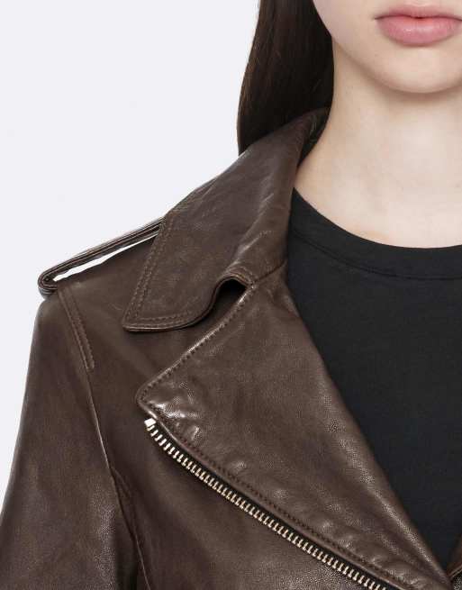 AllSaints Errie cazadora biker marrón oliva, 6 de 7