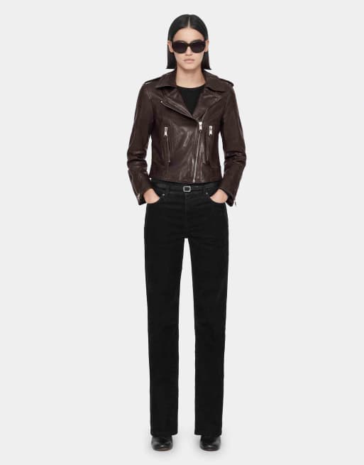 AllSaints Errie chaqueta biker en rojo burdeos, 2 de 7