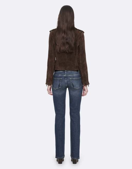 AllSaints Errie Wildleder-Bikerjacke in Kakaobraun, 4 von 7
