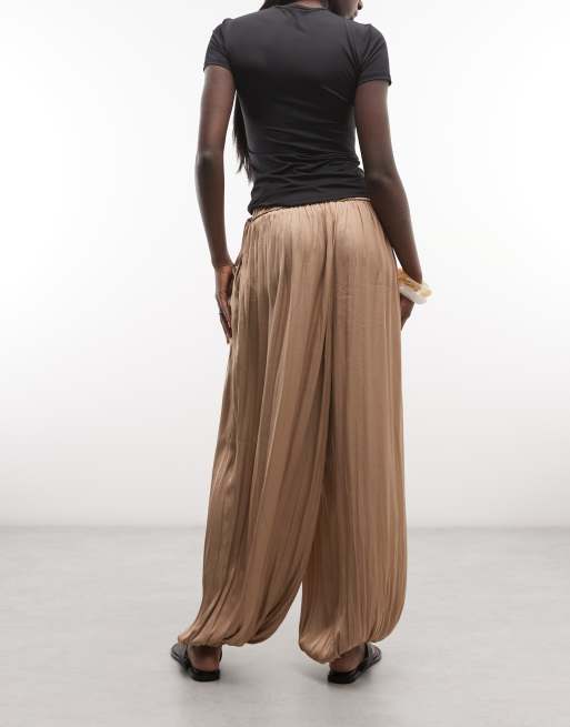 AllSaints - Eshe - Lysebrune plisserede ballon-bukser med bindedetaljer, 2 af 5