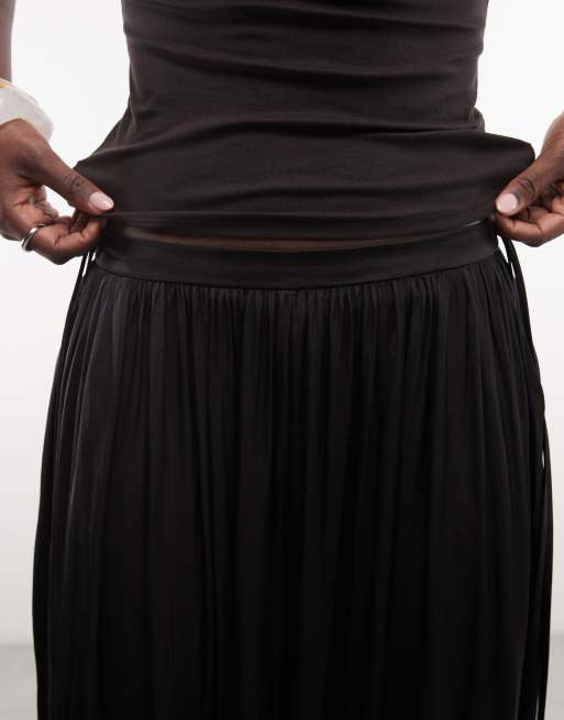 AllSaints Eshe tie detail pleated balloon trousers in black, 4 of 5