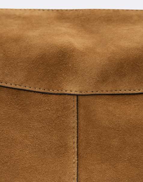 AllSaints Esme sac bandoulière en daim marron doré - view 1