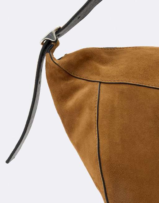AllSaints Esme Schultertasche aus Wildleder in Goldbraun, 2 von 4