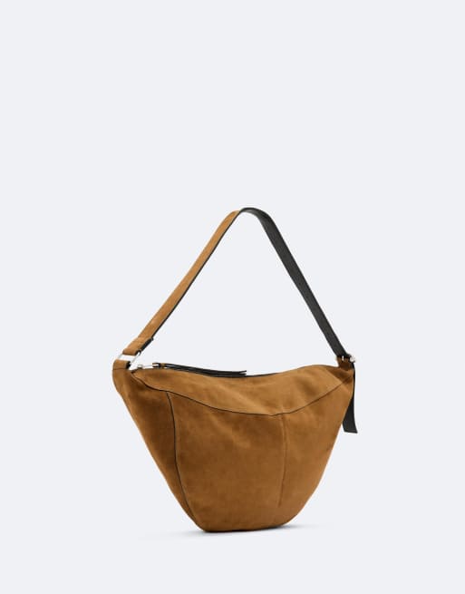 AllSaints Esme Schultertasche aus Wildleder in Goldbraun, 4 von 4