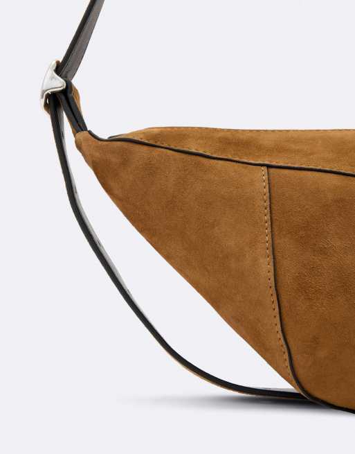 AllSaints Esme Umhängetasche aus Wildleder in Goldbraun, 2 von 4