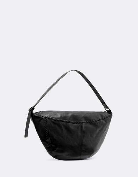 AllSaints Esme whipstitch læder crossbody-taske i sort - view 1
