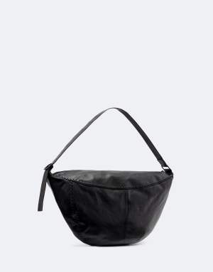 AllSaints Esme Whipstitch leather cross body bag in black