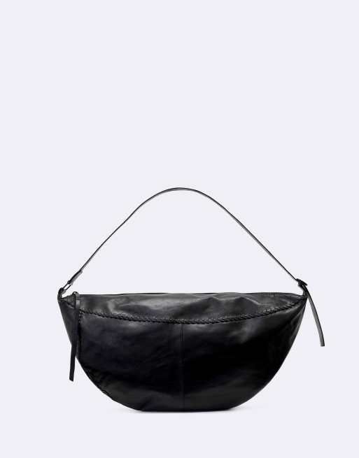 AllSaints Esme Whipstitch leather cross body bag in black, 2 of 4