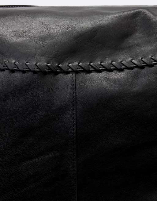 AllSaints Esme Whipstitch leather cross body bag in black, 3 of 4