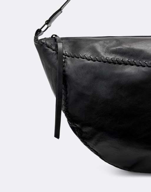 AllSaints Esme Whipstitch leather cross body bag in black, 4 of 4