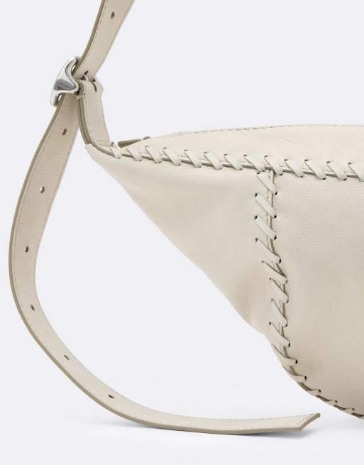 AllSaints Esme Whipstitch-Umhängetasche in Antikweiß, 3 von 4