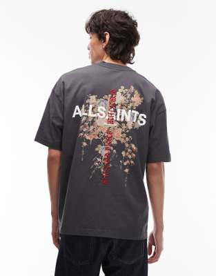 AllSaints - Eternal - T-Shirt in verwaschenem Schwarz