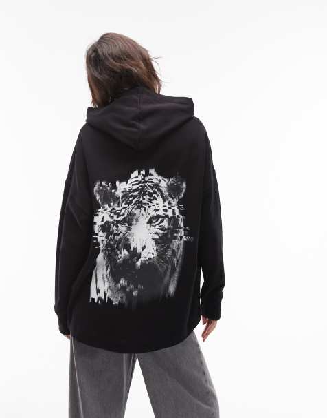 AllSaints – Etie – Czarna bluza z kapturem i logo - view 1