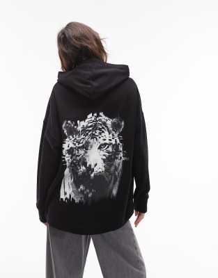 AllSaints - Etie - Kapuzenpullover in Schwarz mit Logo