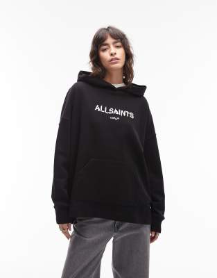 Allsaints Etie Logo Hoodie In Black