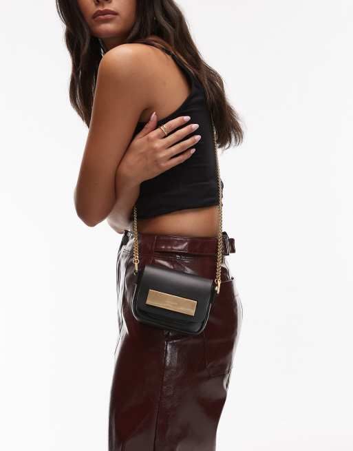 Allsaints Etta chain crossbody bag in black - BLACK