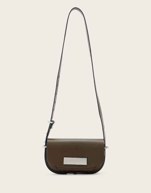 AllSaints – Etta – Satchel-Umhängetasche in Fango-Braun