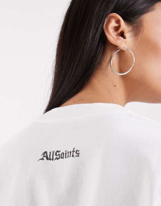 AllSaints Etta Snakehead back graphic tee in white, 3 of 4
